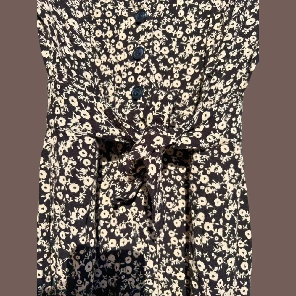 Free People Jumpsuit | Black Floral Tie Waist | Size S | Rayon